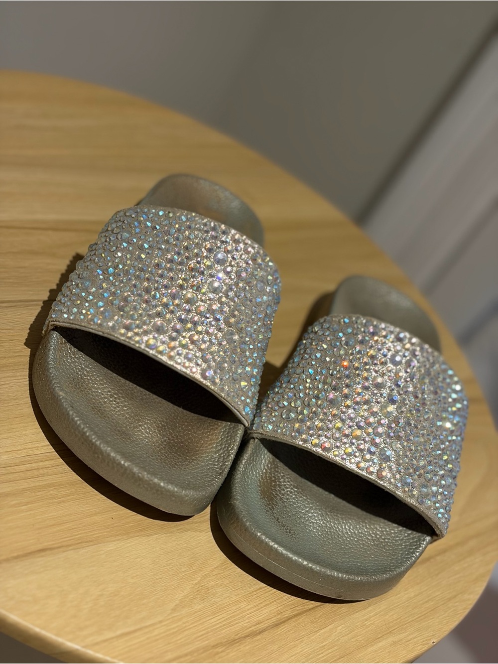 INC International Concepts Girls' Crystal Embellished Slide Sandals - Silver